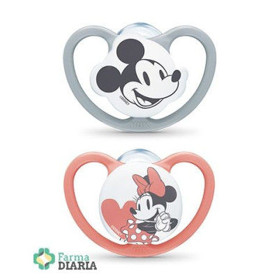 NUK CHUPETE SPACE MICKEY 18-36 M GRIS/ROJO 2 U