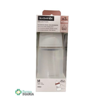 SUAVINEX BIBERON SILICONA SOFT COLOUR +3 M 240 ML