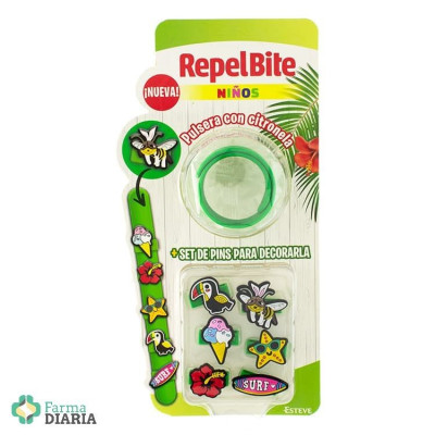 REPEL BITE PULSERA CON CITRONELA + PINS DECORATIVOS