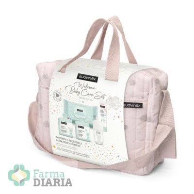 SUAVINEX BOLSO PARA CARRO BEBE ROSA CON COSMETICA