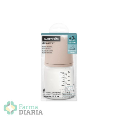 SUAVINEX ZERO ZERO BIBERÓN ANTICÓLICO +0M 180 ML SILICONA