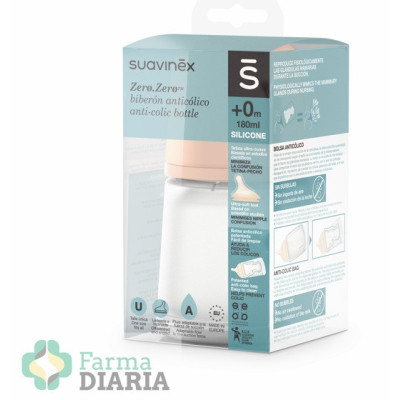 SUAVINEX ZERO BIBERON ANTICOLICO SILICONA FLUJO ADAPTABLE +0 M 180 ML