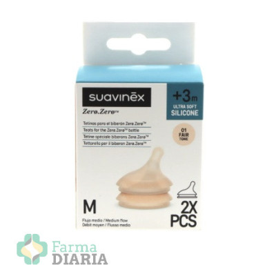 SUAVINEX ZERO ZERO TETINA SILICONA FLUJO MEDIO +3M 2 U