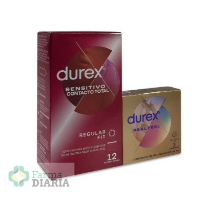 DUREX SENSITIVO CONTACTO TOTAL 12 Y 3 UNIDADES DE DUREX REAL FEEL DE REGALO