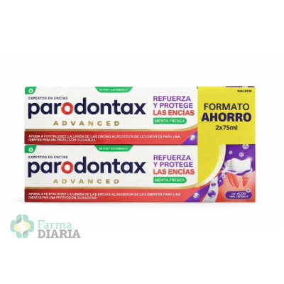 PARODONTAX REFUERZA Y PROTEGE LAS ENCIAS DENTIFRICO  2 TUBOS 75 ML SABOR MENTA FRESCA