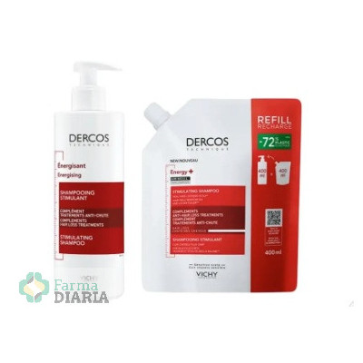 DERCOS DUPLO CHAMPU ESTIMULANTE 400ML + RECARGA 400ML
