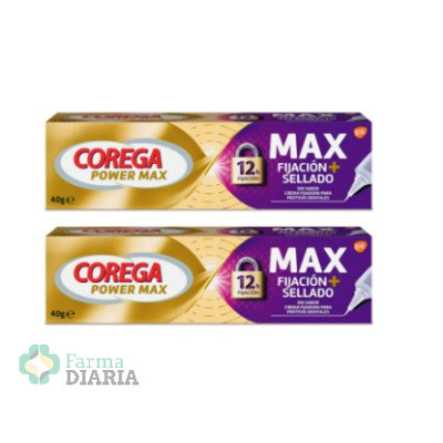 COREGA MAX FIJACIÓN + SELLADO ADHESIVO PRÓTESIS DENTAL 2 ENVASES 40 G