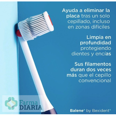CEPILLO DENTAL ADULTO BALENE BY BEXIDENT 1 UNIDAD DUREZA SUAVE COLOR AZUL