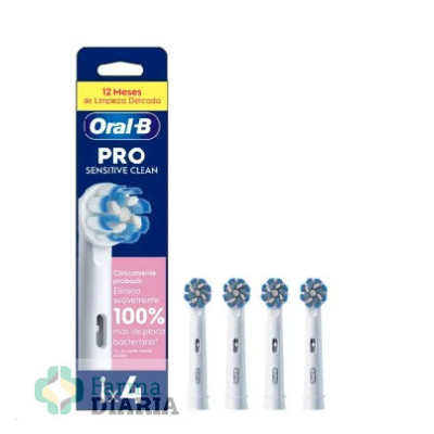 CEPILLO DENTAL ELECTRICO RECARGABLE ORAL-B SENSITIVE CLEAN RECAMBIO 4 UNIDADES